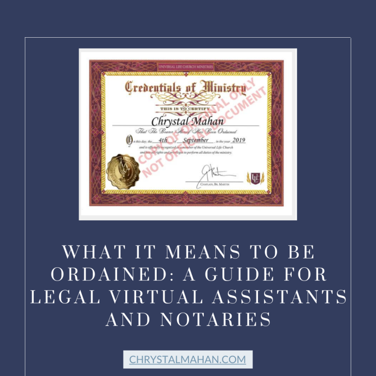 What It Means to Be Ordained: A Guide for Legal Virtual Assistants and Notaries